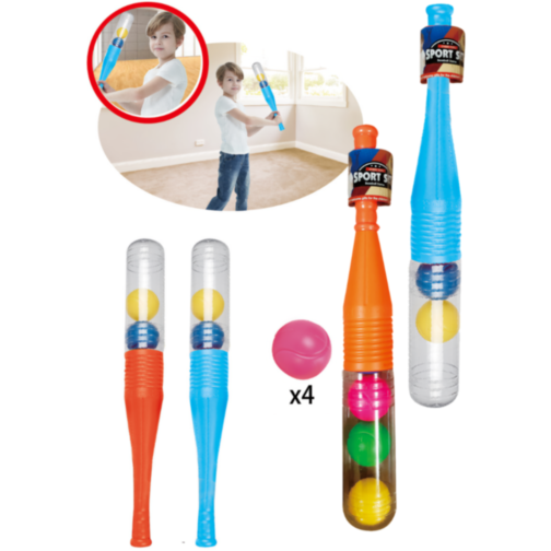 Set baseball cu bâtă și mingi colorate pentru copii