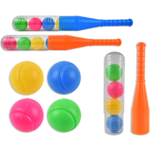 Set baseball cu bâtă și mingi colorate pentru copii