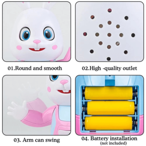 Iepuraș Interactiv cu Tobe, Muzică și Lumină 