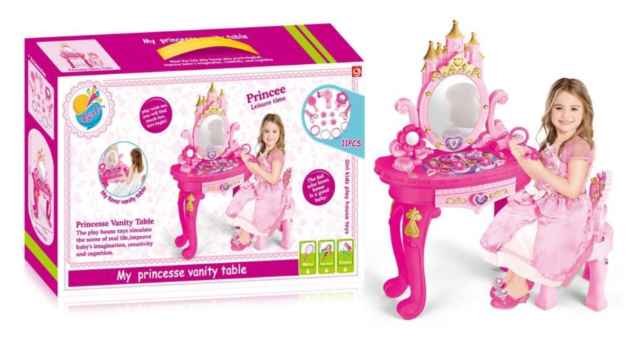 Mega Set  Ungheraș de Frumusețe , Oglindă, Scaun și 11 Accesorii de Păr