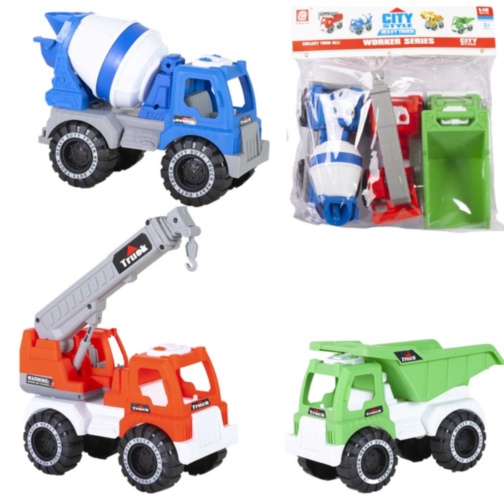 Set 3 Camioane de Construcție, 20cm