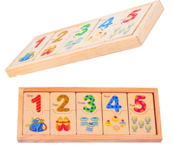 Puzzle de Asociere de Lemn, cu Cifre de la 1 la 10