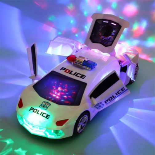 Mașinuță de Poliție cu Lumini, Sunete și Transformare Robot 