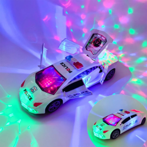 Mașinuță de Poliție cu Lumini, Sunete și Transformare Robot 