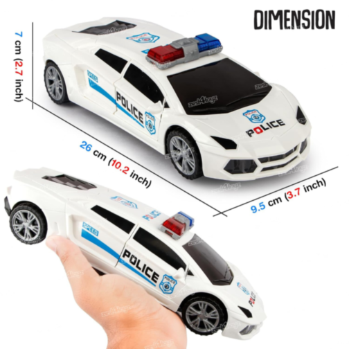 Mașinuță de Poliție cu Lumini, Sunete și Transformare Robot 