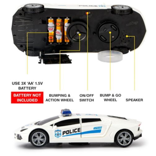 Mașinuță de Poliție cu Lumini, Sunete și Transformare Robot 