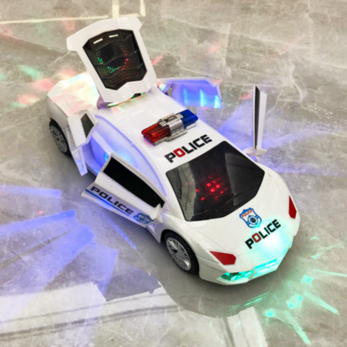 Mașinuță de Poliție cu Lumini, Sunete și Transformare Robot 