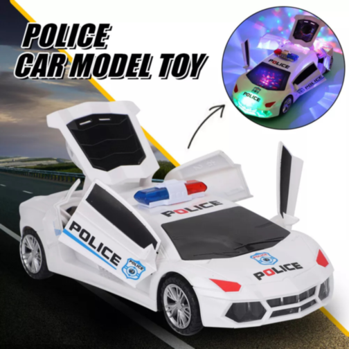 Mașinuță de Poliție cu Lumini, Sunete și Transformare Robot 