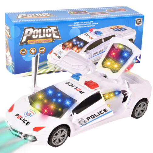 Mașinuță de Poliție cu Lumini, Sunete și Transformare Robot 
