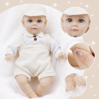 Păpușă Reborn Băiețel cu Corp Moale și Ținută Tricotată – 35 cm | image