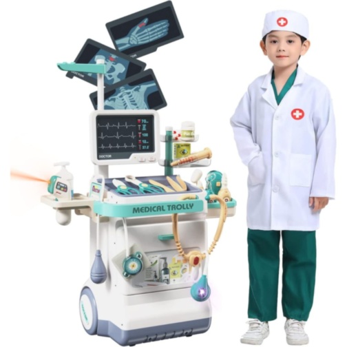 Cărucior Medical cu Accesorii Doctor și Monitor