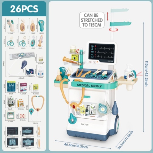 Cărucior Medical cu Accesorii Doctor și Monitor