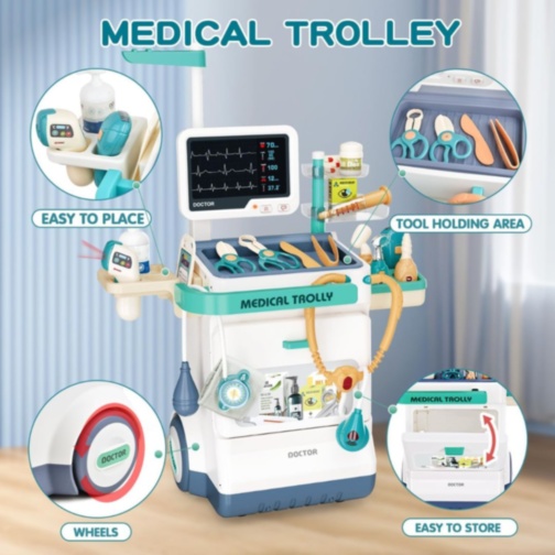 Cărucior Medical cu Accesorii Doctor și Monitor