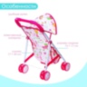 Cărucior de Jucărie pentru Păpuși cu Acoperiș – Model Roz cu Desene Vesele 