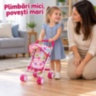 Cărucior pliabil pentru păpuși, cu copertină și buline colorate