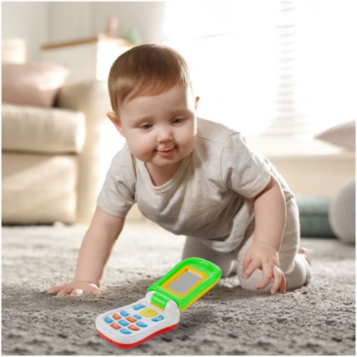 Telefon jucărie cu clapetă și sunete pentru bebeluși (culoare aleatorie)