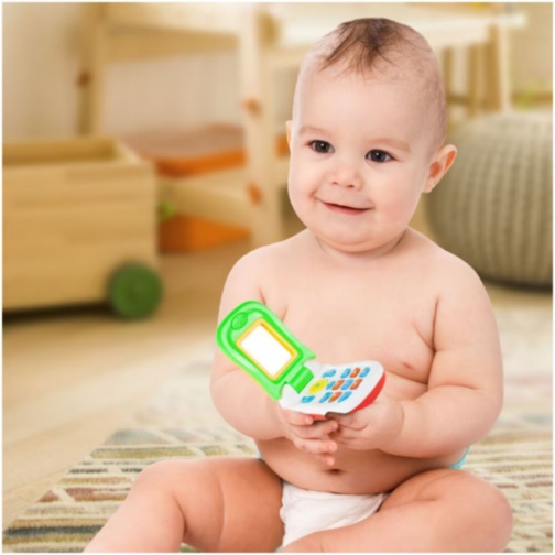 Telefon jucărie cu clapetă și sunete pentru bebeluși (culoare aleatorie)