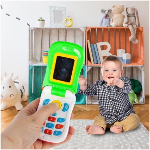 Telefon jucărie cu clapetă și sunete pentru bebeluși (culoare aleatorie)