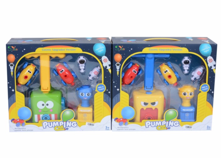 Set 2 Mașinuțe Propulsate de Baloane cu Aer cu Pompă și 12 Baloane