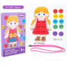 Jucărie Montessori din Lemn – Îmbracă Fetița cu Nasturi Colorati