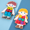 Jucărie Montessori din Lemn – Îmbracă Fetița cu Nasturi Colorati