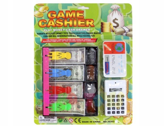 Casă de Marcat cu Bancnote, Monede, Calculator si Card Bancar