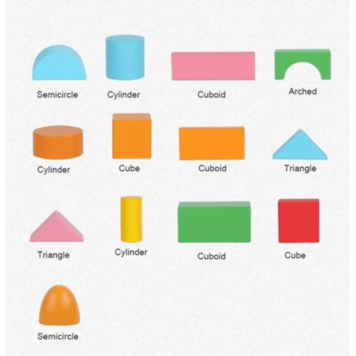 Cuburi din Lemn Colorate Set Construcție
