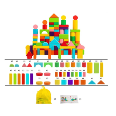 Cuburi din Lemn Colorate Set Construcție | image