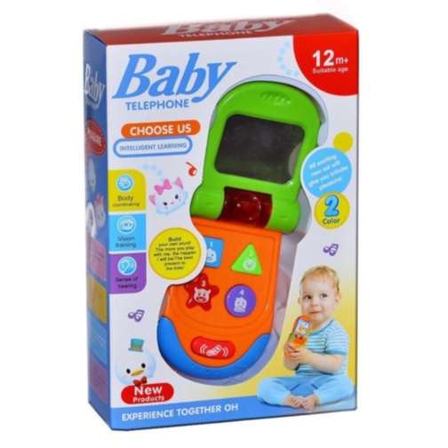 Telefon jucărie interactiv cu clapetă pentru bebeluși (culoare aleatorie)