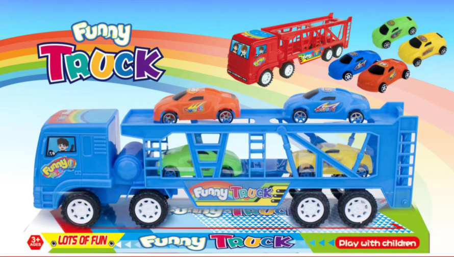 Camion cu Trailer și 4 Mașinuțe, 32cm