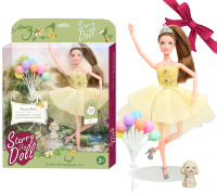 Barbie în Rochiță Elegantă cu Baloane și Cățel