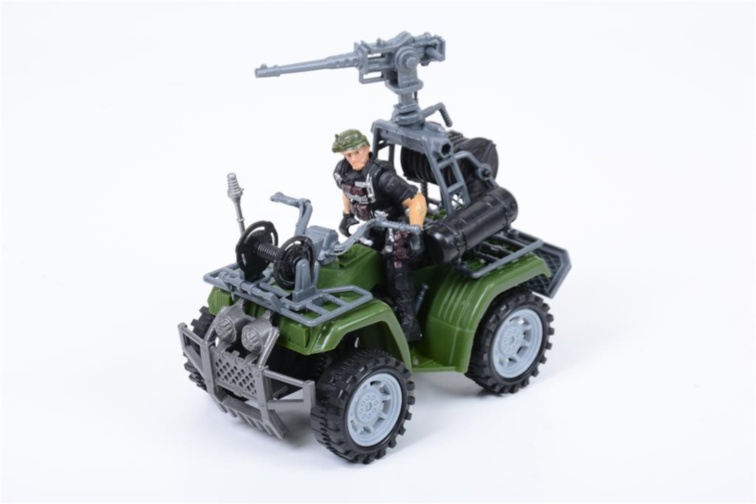 Mașina ATV Militară cu Pușcă și Soldat