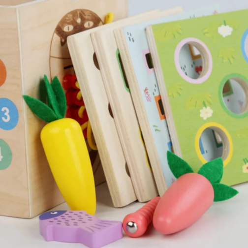 Set Montessori de Activități Educative 8 în 1 cu Elemente din Lemn