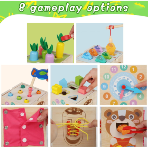 Set Montessori de Activități Educative 8 în 1 cu Elemente din Lemn