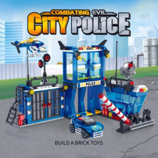 Set de Construcție Secție de Poliție cu Vehicule și Elicopter - 522 Piese
