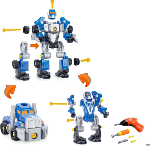 Robot Transformabil 2 în 1, Cu Șurubelniță Electrică, Joc de Construcție pentru Copii 
