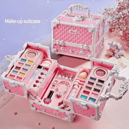 Set Machiaj Copii Valiză Roz cu Accesorii