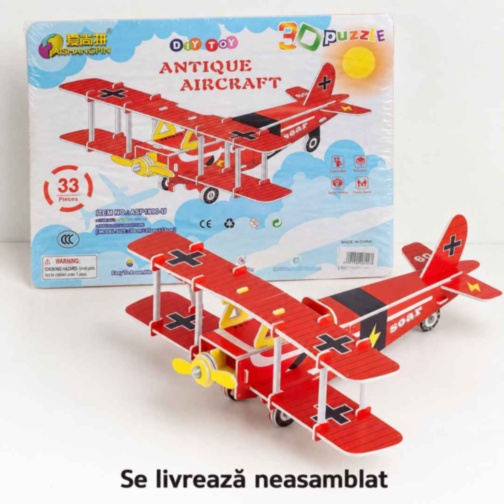 Puzzle 3D avion biplan roșu din spumă EPS