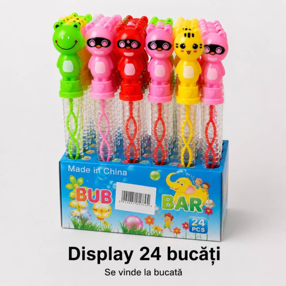 Display cu 24 baghete pentru baloane de săpun cu figurine animale
