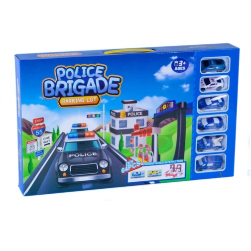 Set Unitate de Poliție Etajată cu 6 Mașinuțe