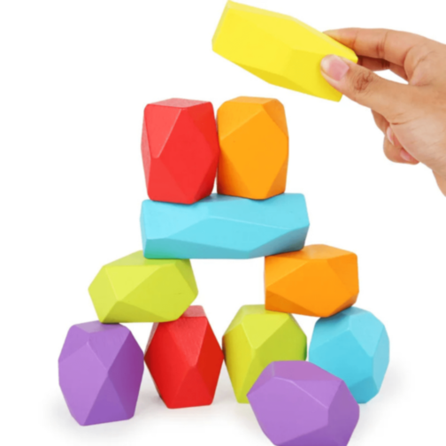 Pietre de Echilibru Montessori din Lemn Colorat