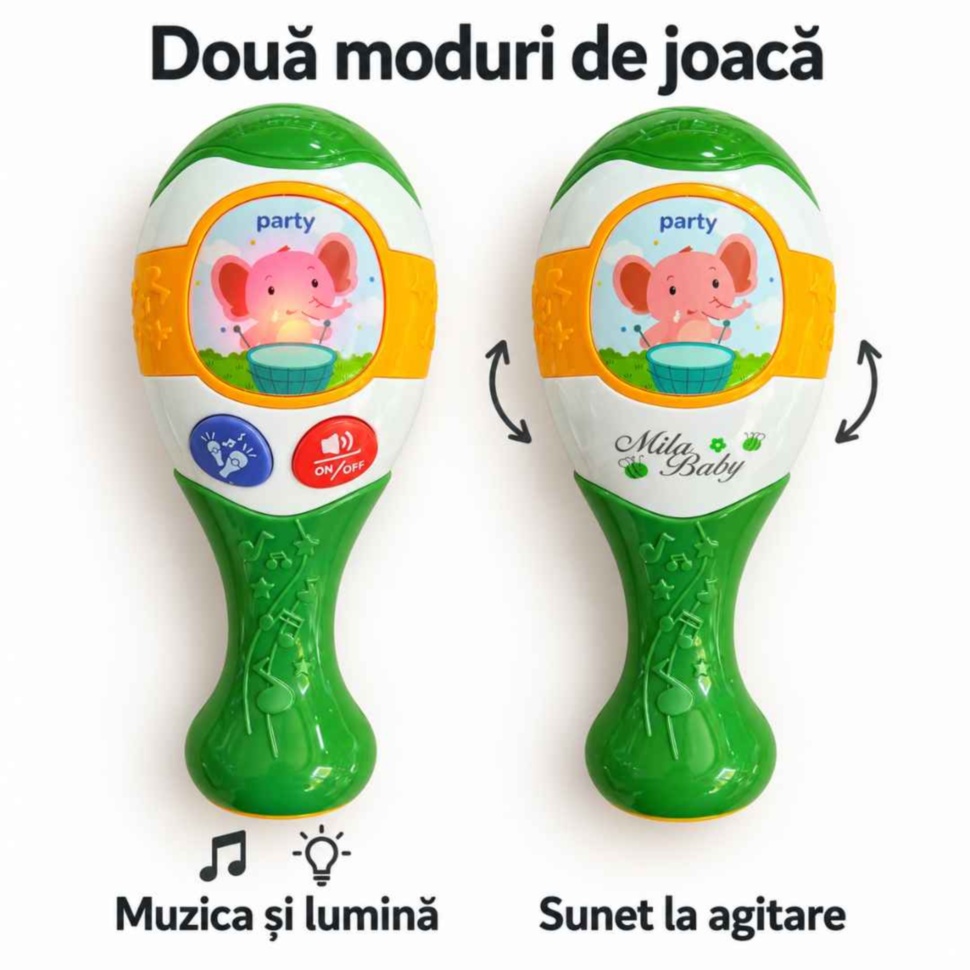 Diferența dintre cele două maracas: piesă electronică cu muzică și lumină și piesă simplă cu sunet la agitare