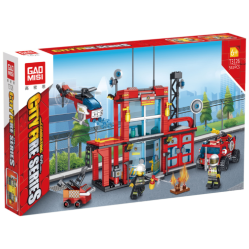Set de Construcție Stație de Pompieri cu Vehicule și Elicopter - 543 Piese