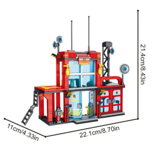Set de Construcție Stație de Pompieri cu Vehicule și Elicopter - 543 Piese