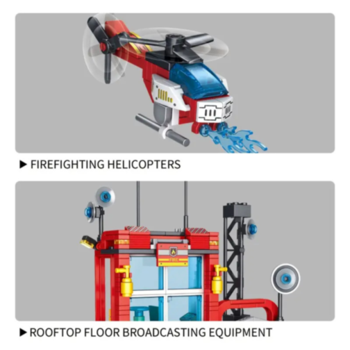 Set de Construcție Stație de Pompieri cu Vehicule și Elicopter - 543 Piese