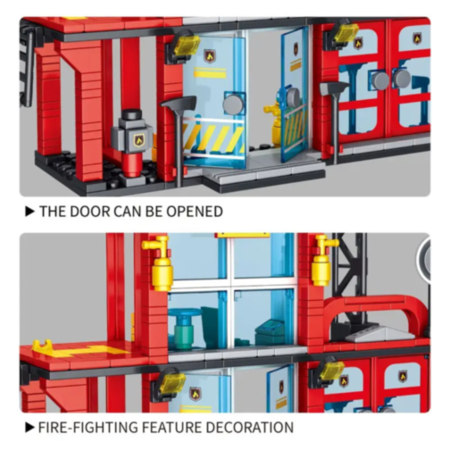 Set de Construcție Stație de Pompieri cu Vehicule și Elicopter - 543 Piese