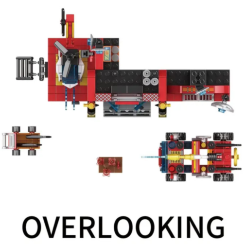 Set de Construcție Stație de Pompieri cu Vehicule și Elicopter - 543 Piese