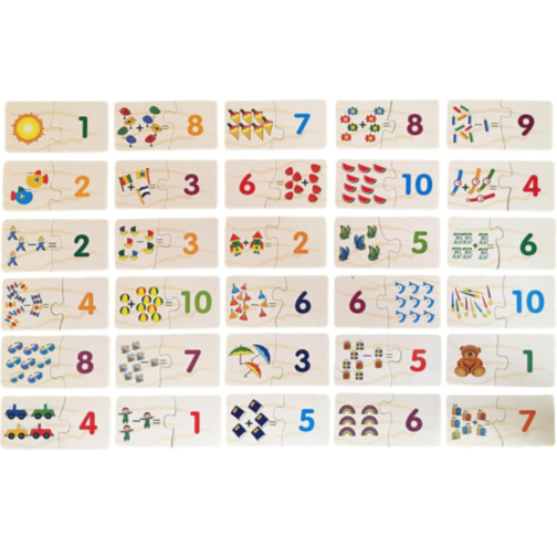 Puzzle Educațional Aritmetică, 60 Piese (30 Perechi), Învățare Prin Joacă