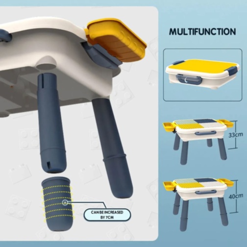 Masă cu Scăunel și Cuburi de Construcție