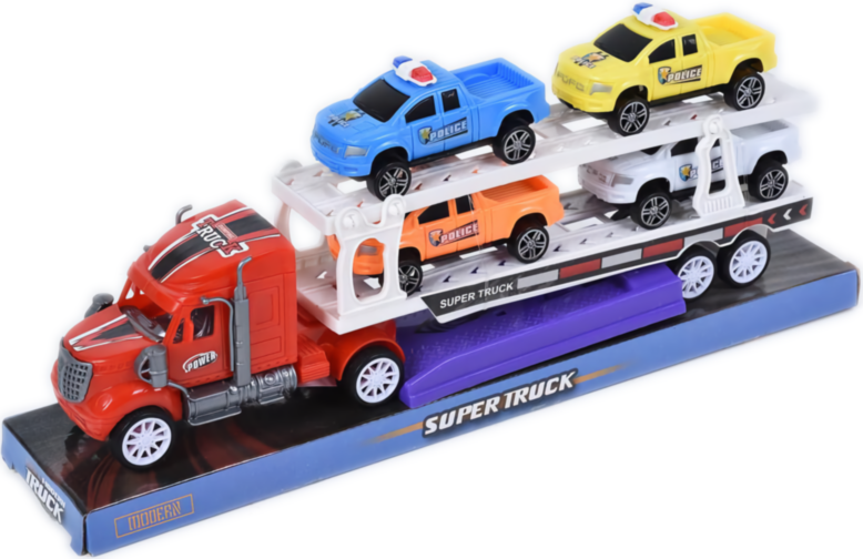 Camion cu Trailer și 4 Mașinuțe cu Lansator, 30cm 